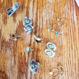 Bundle of vintage clip on earrings